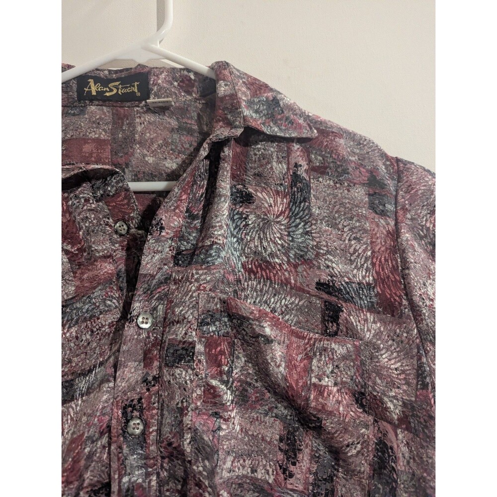 Vintage 80s Alan Stuart Banded Bottom Shirt | Abstract Geometric | Size Small - Picture 2 of 8